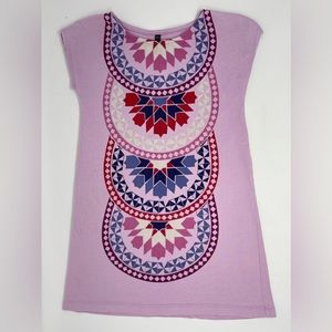 TEA COLLECTION: Purple Shift/T-Shirt Dress, Size 5, Geometric Shapes